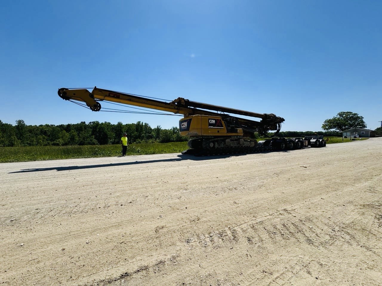 CZM drill rig on multi-axle trailer